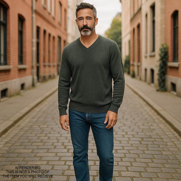 Apt 9 Mens Sweater Cashmere Quiet Luxury Minimalist Classic Cozy Preppy Green XL - Picture 7 of 7